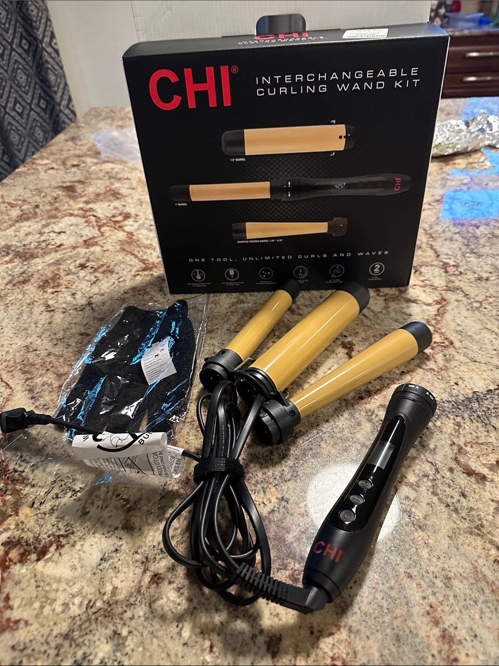 CHI Interchangeable Curling Wand Kit - Gold and Black